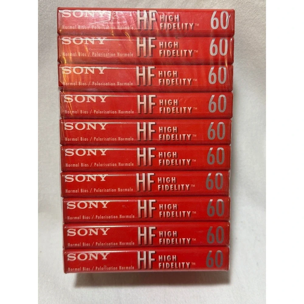 Sony HF 60 High Fidelity Normal Bias Type I Audio Cassette Tapes 10 Pack Sealed